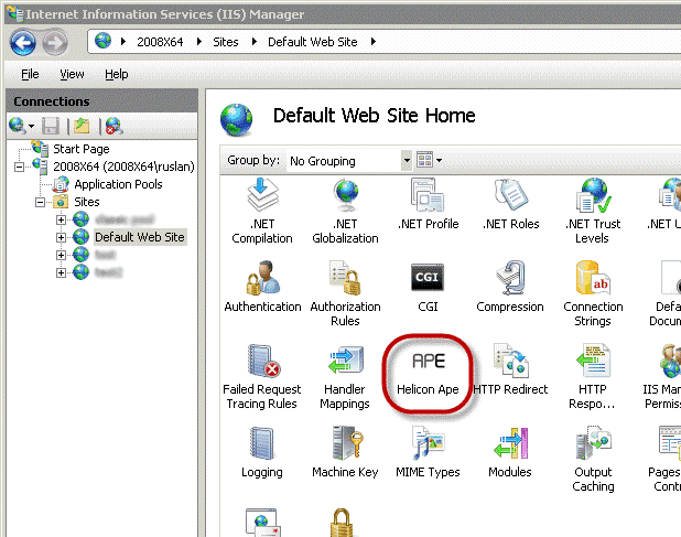 Helicon Ape Snapin in IIS Manager