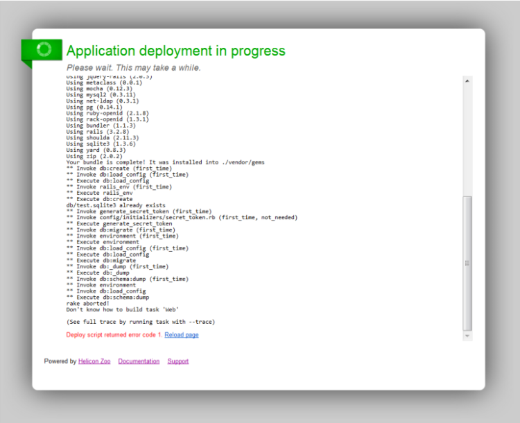 Application deployment in progress