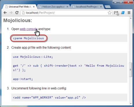 Perl Mojolicous installation